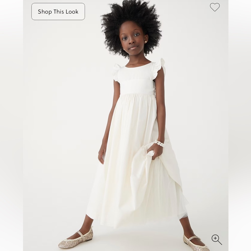 J. Crew Ivory Ruffle Sleeve Dress